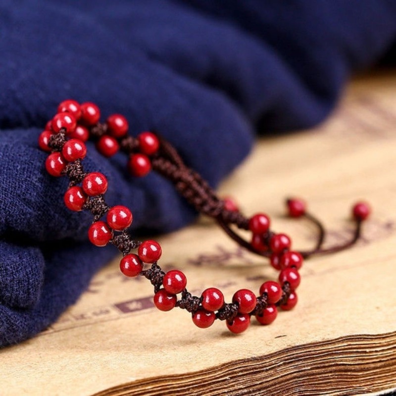 Beading - Браслет из натуральных красных бусин, 6