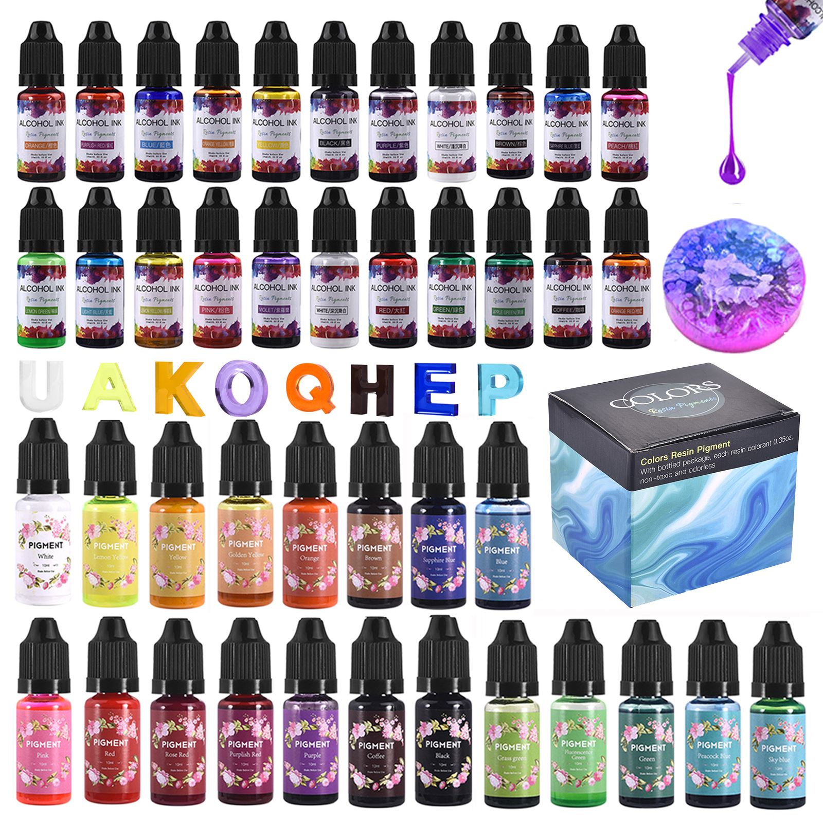 Silicone Epoxy Resin Molds Set - 1 комплект, набор пигментов для смолы,